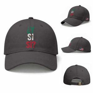 Y Si Si Vintage Mexican Flag Baseball Cap What If Spanish Slang Mexico Soccer Football Fans TS02 Baseball Cap Universal Fit Dark Gray Print Your Wear