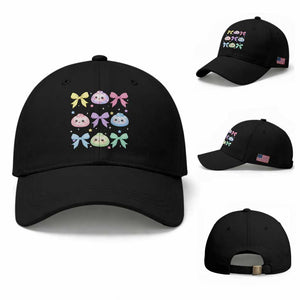 Kawaii Dumpling and Bows Aesthetic Graphic Baseball Cap Cute Pastel Bao Dim Sum Coquette Aesthetic