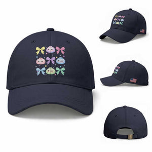 Kawaii Dumpling and Bows Aesthetic Graphic Baseball Cap Cute Pastel Bao Dim Sum Coquette Aesthetic
