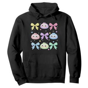 Kawaii Dumpling and Bows Aesthetic Graphic Hoodie Cute Pastel Bao Dim Sum Coquette Aesthetic