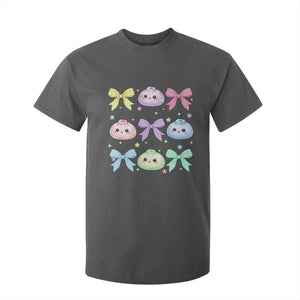 Kawaii Dumpling and Bows Aesthetic Graphic T Shirt For Kid Cute Pastel Bao Dim Sum Coquette Aesthetic