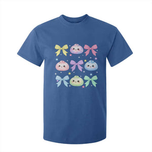 Kawaii Dumpling and Bows Aesthetic Graphic T Shirt For Kid Cute Pastel Bao Dim Sum Coquette Aesthetic