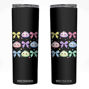Kawaii Dumpling and Bows Aesthetic Graphic Skinny Tumbler Cute Pastel Bao Dim Sum Coquette Aesthetic