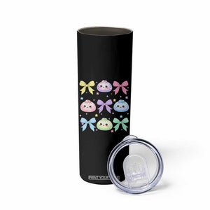 Kawaii Dumpling and Bows Aesthetic Graphic Skinny Tumbler Cute Pastel Bao Dim Sum Coquette Aesthetic