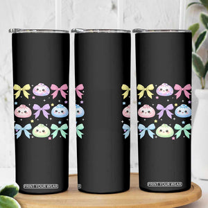 Kawaii Dumpling and Bows Aesthetic Graphic Skinny Tumbler Cute Pastel Bao Dim Sum Coquette Aesthetic