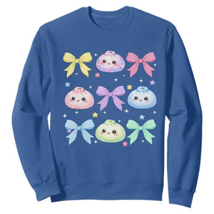 Kawaii Dumpling and Bows Aesthetic Graphic Sweatshirt Cute Pastel Bao Dim Sum Coquette Aesthetic