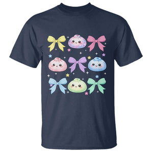 Kawaii Dumpling and Bows Aesthetic Graphic T Shirt Cute Pastel Bao Dim Sum Coquette Aesthetic