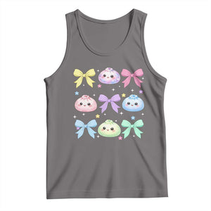 Kawaii Dumpling and Bows Aesthetic Graphic Tank Top Cute Pastel Bao Dim Sum Coquette Aesthetic