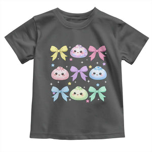 Kawaii Dumpling and Bows Aesthetic Graphic Toddler T Shirt Cute Pastel Bao Dim Sum Coquette Aesthetic