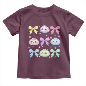 Kawaii Dumpling and Bows Aesthetic Graphic Toddler T Shirt Cute Pastel Bao Dim Sum Coquette Aesthetic