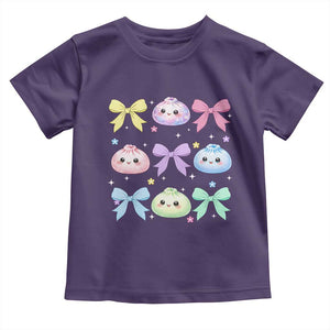 Kawaii Dumpling and Bows Aesthetic Graphic Toddler T Shirt Cute Pastel Bao Dim Sum Coquette Aesthetic