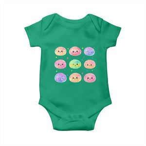 Kawaii Glitter Dumpling Face Grid Graphic Baby Onesie Cute Pastel Bao Emoji Expressions