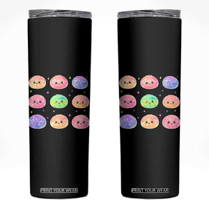 Kawaii Glitter Dumpling Face Grid Graphic Skinny Tumbler Cute Pastel Bao Emoji Expressions