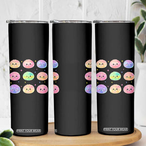 Kawaii Glitter Dumpling Face Grid Graphic Skinny Tumbler Cute Pastel Bao Emoji Expressions