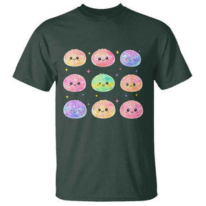 Kawaii Glitter Dumpling Face Grid Graphic T Shirt Cute Pastel Bao Emoji Expressions