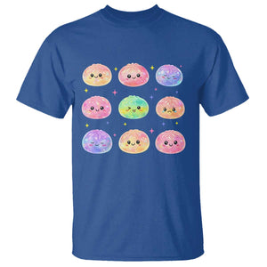 Kawaii Glitter Dumpling Face Grid Graphic T Shirt Cute Pastel Bao Emoji Expressions