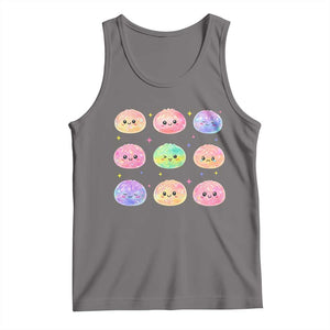 Kawaii Glitter Dumpling Face Grid Graphic Tank Top Cute Pastel Bao Emoji Expressions
