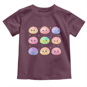 Kawaii Glitter Dumpling Face Grid Graphic Toddler T Shirt Cute Pastel Bao Emoji Expressions