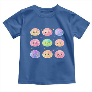 Kawaii Glitter Dumpling Face Grid Graphic Toddler T Shirt Cute Pastel Bao Emoji Expressions
