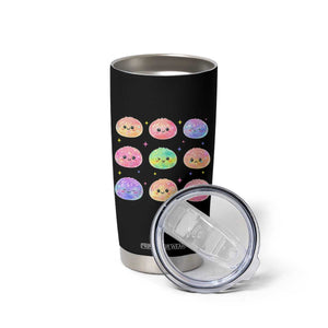 Kawaii Glitter Dumpling Face Grid Graphic Tumbler Cup Cute Pastel Bao Emoji Expressions