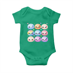 Kawaii Glitter Dumpling Bao Dim Sum Graphic Baby Onesie Cute Pastel Foodie Squishy Hearts and Flowers