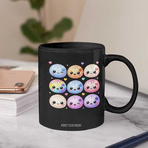 Kawaii Glitter Dumpling Bao Dim Sum Graphic Coffee Mug Cute Pastel Foodie Squishy Hearts and Flowers