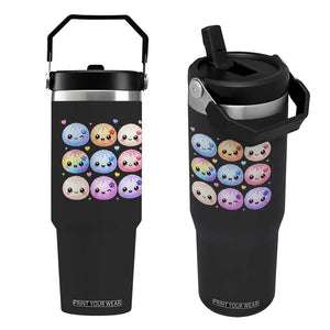Kawaii Glitter Dumpling Bao Dim Sum Graphic Flip Straw Tumbler Cute Pastel Foodie Squishy Hearts and Flowers