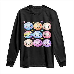 Kawaii Glitter Dumpling Bao Dim Sum Graphic Long Sleeve Shirt Cute Pastel Foodie Squishy Hearts and Flowers