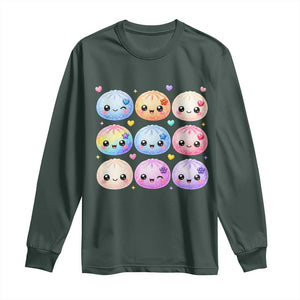 Kawaii Glitter Dumpling Bao Dim Sum Graphic Long Sleeve Shirt Cute Pastel Foodie Squishy Hearts and Flowers