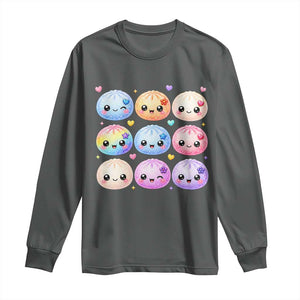 Kawaii Glitter Dumpling Bao Dim Sum Graphic Long Sleeve Shirt Cute Pastel Foodie Squishy Hearts and Flowers