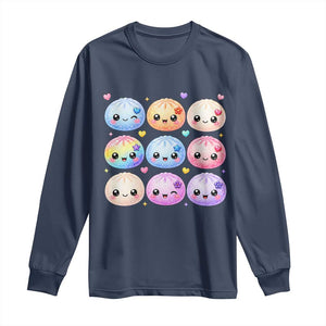 Kawaii Glitter Dumpling Bao Dim Sum Graphic Long Sleeve Shirt Cute Pastel Foodie Squishy Hearts and Flowers