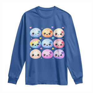 Kawaii Glitter Dumpling Bao Dim Sum Graphic Long Sleeve Shirt Cute Pastel Foodie Squishy Hearts and Flowers
