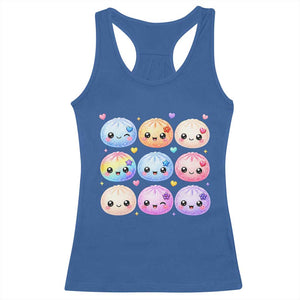 Kawaii Glitter Dumpling Bao Dim Sum Graphic Racerback Tank Top Cute Pastel Foodie Squishy Hearts and Flowers