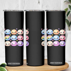 Kawaii Glitter Dumpling Bao Dim Sum Graphic Skinny Tumbler Cute Pastel Foodie Squishy Hearts and Flowers