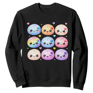 Kawaii Glitter Dumpling Bao Dim Sum Graphic Sweatshirt Cute Pastel Foodie Squishy Hearts and Flowers