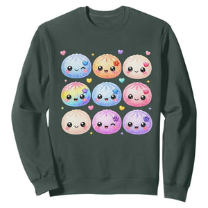 Kawaii Glitter Dumpling Bao Dim Sum Graphic Sweatshirt Cute Pastel Foodie Squishy Hearts and Flowers