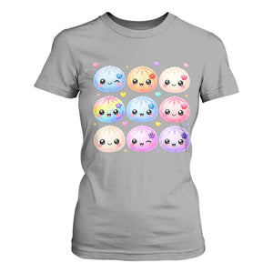 Kawaii Glitter Dumpling Bao Dim Sum Graphic T Shirt For Women Cute Pastel Foodie Squishy Hearts and Flowers