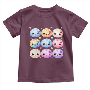 Kawaii Glitter Dumpling Bao Dim Sum Graphic Toddler T Shirt Cute Pastel Foodie Squishy Hearts and Flowers