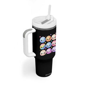 Kawaii Glitter Dumpling Bao Dim Sum Graphic Tumbler With Handle Cute Pastel Foodie Squishy Hearts and Flowers
