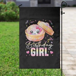 Kawaii Birthday Girl Glitter Dumpling Graphic Garden Flag Cute Pink Bow Dim Sum Party Gift