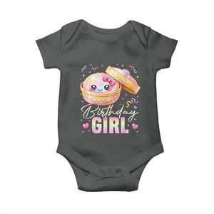 Kawaii Birthday Girl Glitter Dumpling Graphic Baby Onesie Cute Pink Bow Dim Sum Party Gift