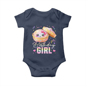 Kawaii Birthday Girl Glitter Dumpling Graphic Baby Onesie Cute Pink Bow Dim Sum Party Gift