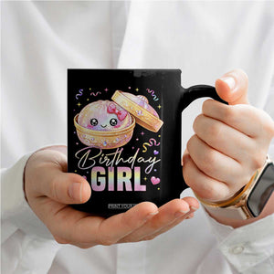 Kawaii Birthday Girl Glitter Dumpling Graphic Coffee Mug Cute Pink Bow Dim Sum Party Gift