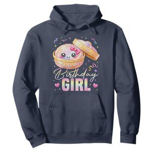 Kawaii Birthday Girl Glitter Dumpling Graphic Hoodie Cute Pink Bow Dim Sum Party Gift