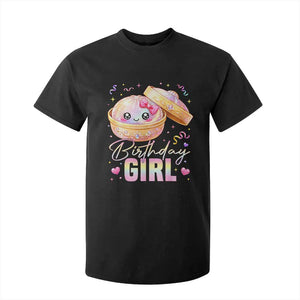 Kawaii Birthday Girl Glitter Dumpling Graphic T Shirt For Kid Cute Pink Bow Dim Sum Party Gift