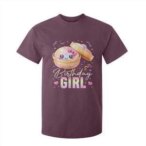 Kawaii Birthday Girl Glitter Dumpling Graphic T Shirt For Kid Cute Pink Bow Dim Sum Party Gift
