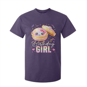 Kawaii Birthday Girl Glitter Dumpling Graphic T Shirt For Kid Cute Pink Bow Dim Sum Party Gift