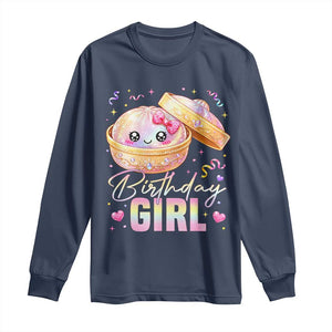 Kawaii Birthday Girl Glitter Dumpling Graphic Long Sleeve Shirt Cute Pink Bow Dim Sum Party Gift