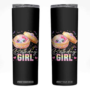 Kawaii Birthday Girl Glitter Dumpling Graphic Skinny Tumbler Cute Pink Bow Dim Sum Party Gift