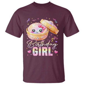 Kawaii Birthday Girl Glitter Dumpling Graphic T Shirt Cute Pink Bow Dim Sum Party Gift